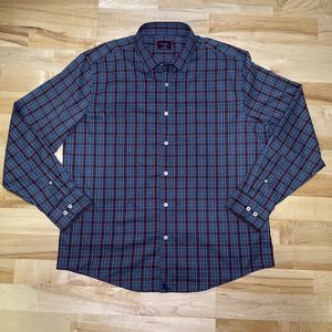 UNTUCKit Wrinkle Free Mens XL Blue/Red Plaid Shirt Performance Macallan Buttonup